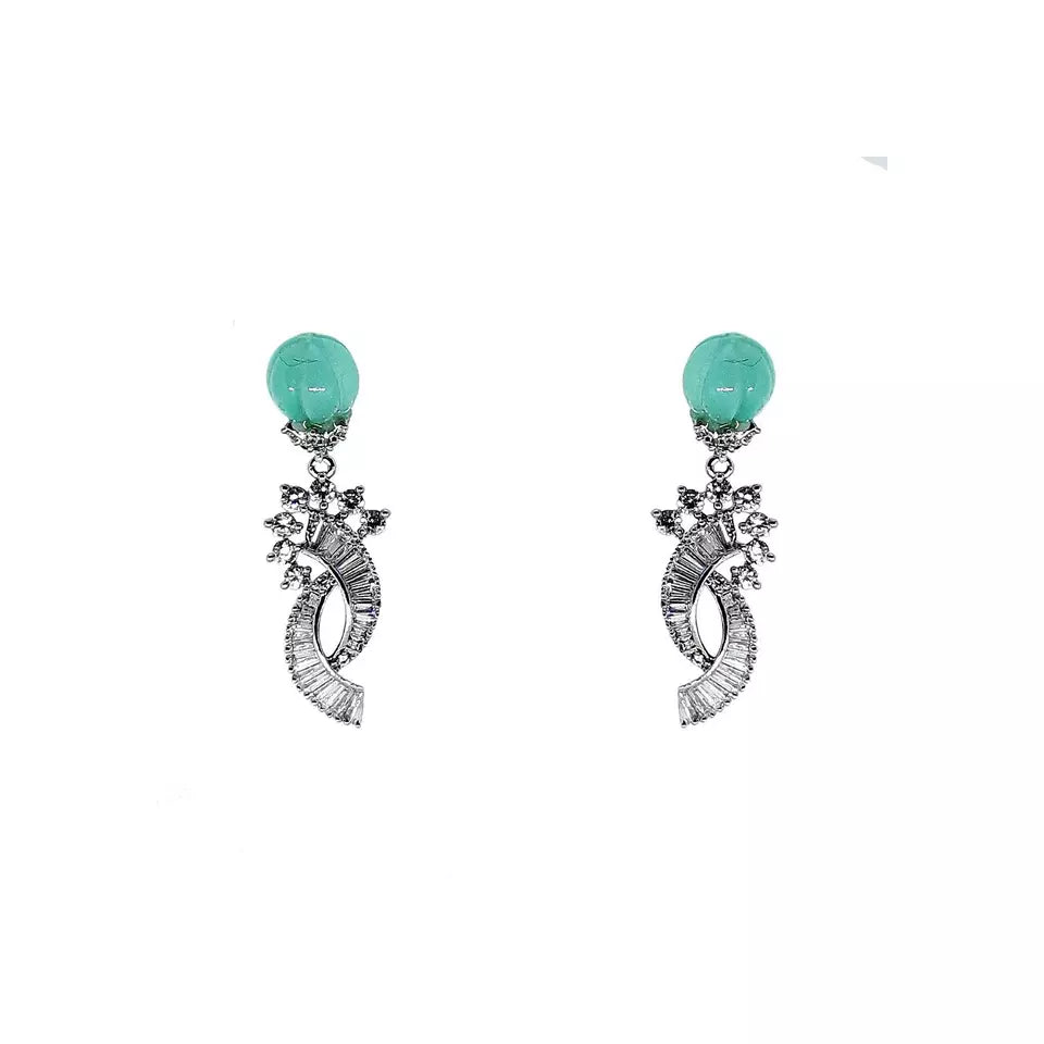 Women Earrings Indian Bollywood Silver Plated Kundan Valentine's Day Gift Jhumki