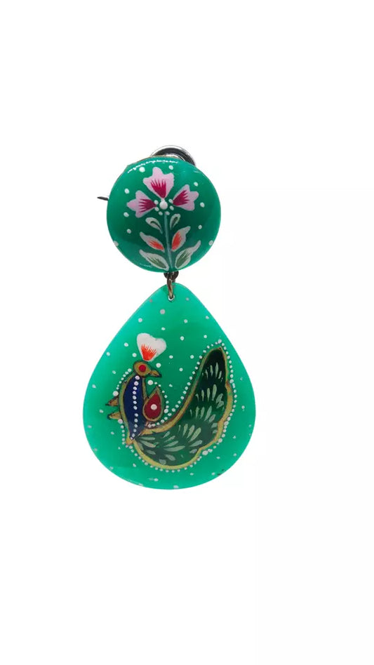 Women Jewelry Indian Gold Tone Green Stone Bollywood Style Bridal Brass Earrings By Kalra Creations