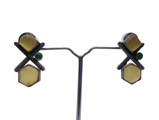 Women Earrings Jewelry Indian Bollywood Silver Tone Tops Style Bridal Brass By Kalra Creations