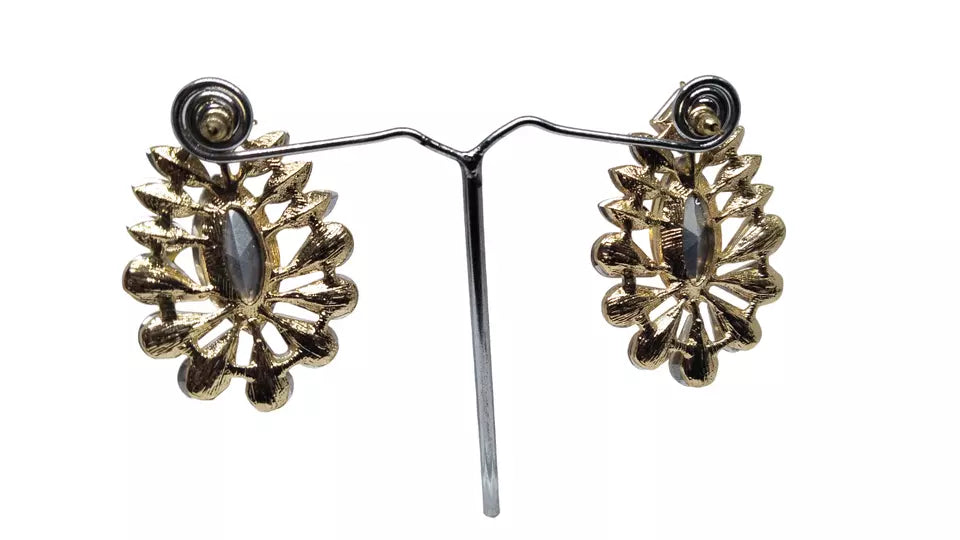 Women Jewelry Indian Gold Tone Stone Bollywood Style Bridal Brass Earrings