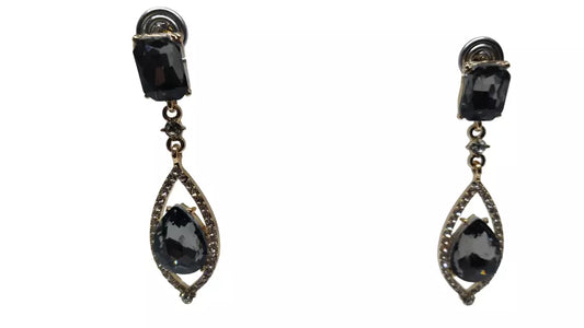 Women Jewelry Indian Rose Gold Black Stone Bollywood Style Bridal Brass Earrings By Kalra Creations