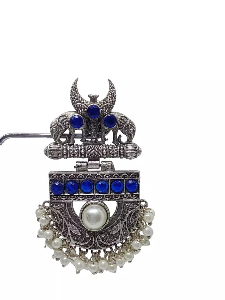 Women Jewelry Indian Earrings Bollywood Style Bridal Brass Blue Stone Earrings