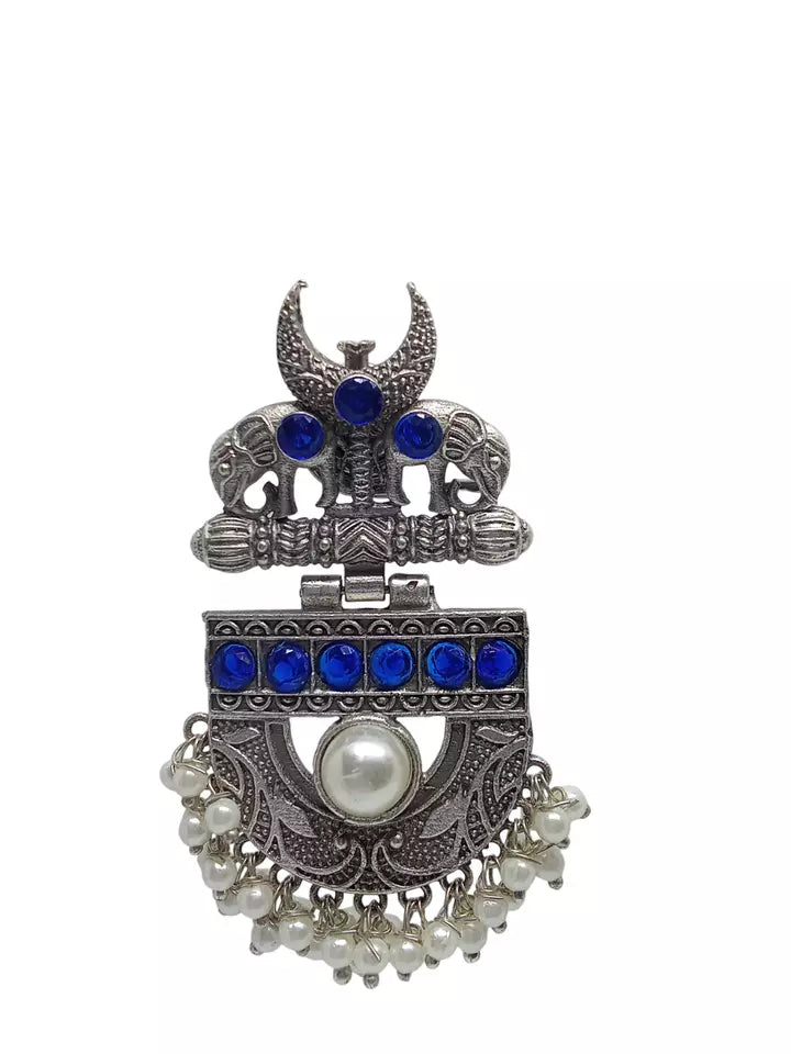 Women Jewelry Indian Earrings Bollywood Style Bridal Brass Blue Stone Earrings