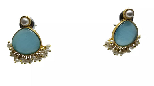 Women Jewelry Indian Earrings Bollywood Sky Blue Style Bridal Brass Earrings