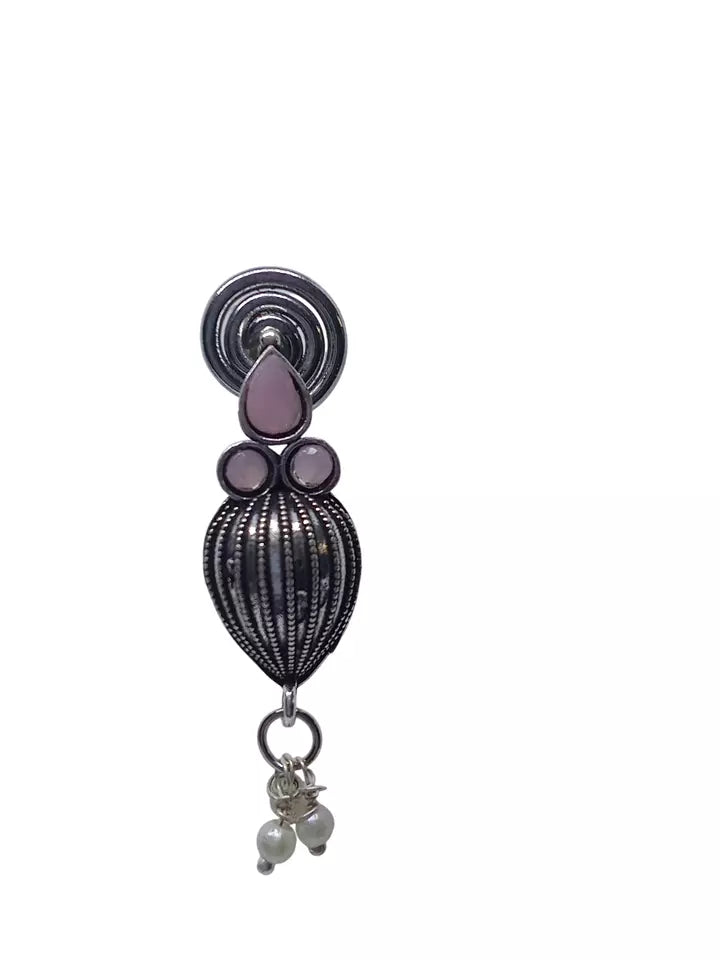 Women Earrings Jewelry Indian Bollywood Style Bridal Brass Pink Stone Earrings