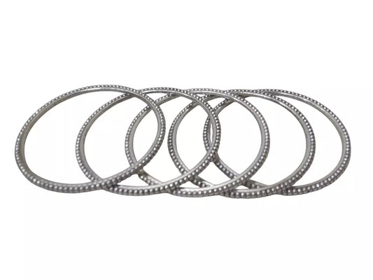 Women Brass Silver Oxidised Bracelet Bangles Brass Rajasthani 5 Pcs Size 2.6 By Kalra Creations