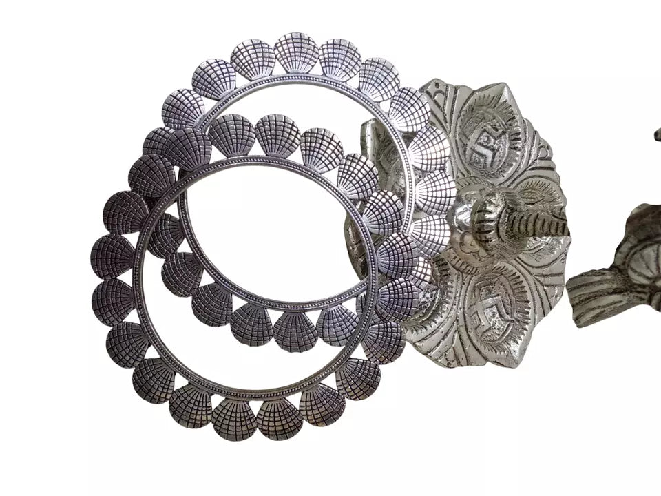 Women Brass Silver Oxidised Bracelet Bangles Brass Rajasthani 5 Pcs Size 2.6