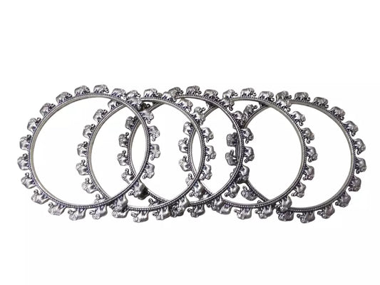Women Brass Bangles Brass Rajasthani Indian Silver Oxidised Bracelet  5 Pcs Size 2.6 By Kalra Creations