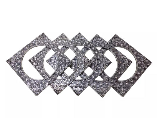 Women Brass Silver Oxidised Bangles Brass Indian Bracelet Rajasthani 5 Pcs Size 2.6 By Kalra Creations