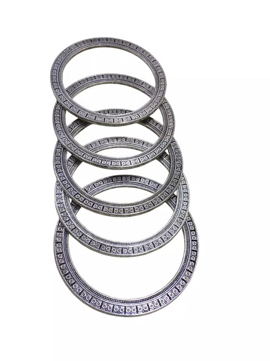 Women Brass Bracelet Bangles Brass Silver Oxidised Rajasthani 5 Pcs Size 2.6 By Kalra Creations