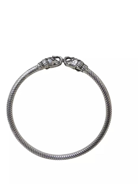 Women Brass Elephent Bracelet Bangles Brass Silver Oxidised side openable By Kalra Creations