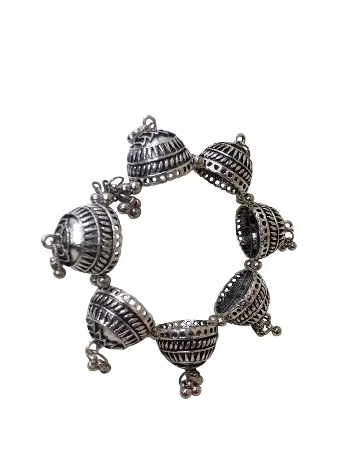 Women Brass Oxidised Side Openable Bracelet Bangles Brass Rajasthani Silver Tone