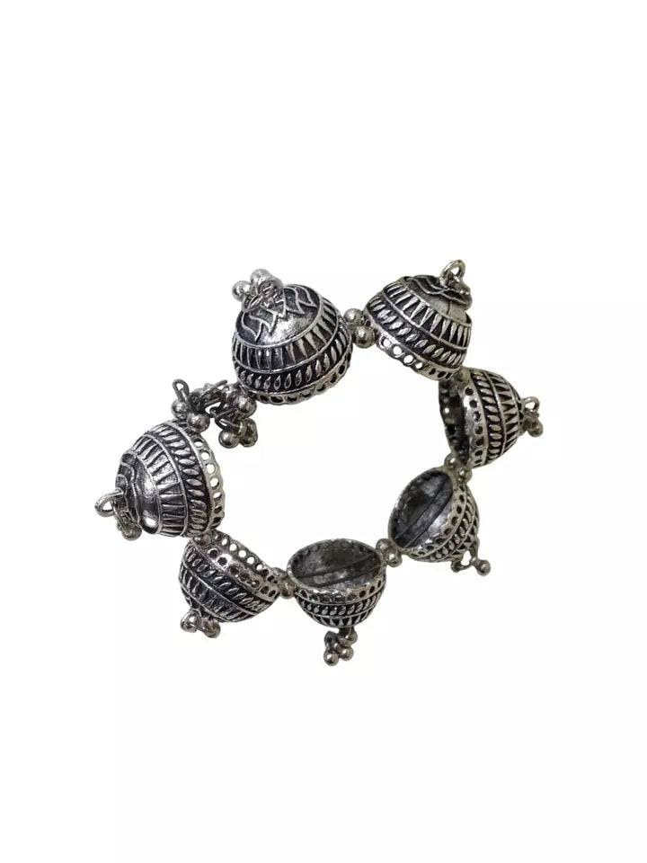 Women Brass Oxidised Side Openable Bracelet Bangles Brass Rajasthani Silver Tone