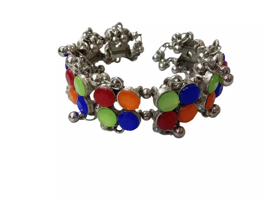 Women Indian Brass Side Openable Bracelet Oxidised Rajasthani Bangles