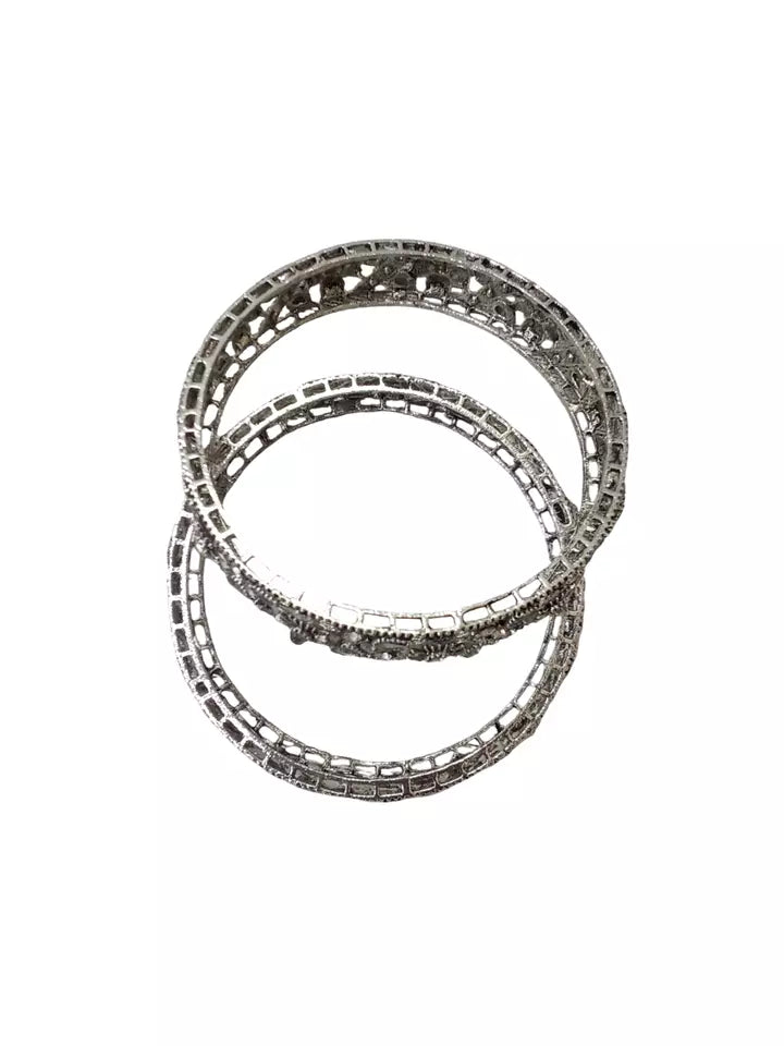 Women Brass Side Openable Bracelet Oxidised Rajasthani Bangles Brass Size 2.4
