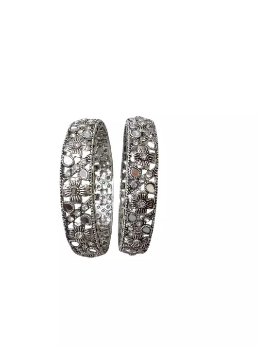 Women Brass Side Openable Bracelet Oxidised Rajasthani Bangles Brass Size 2.4