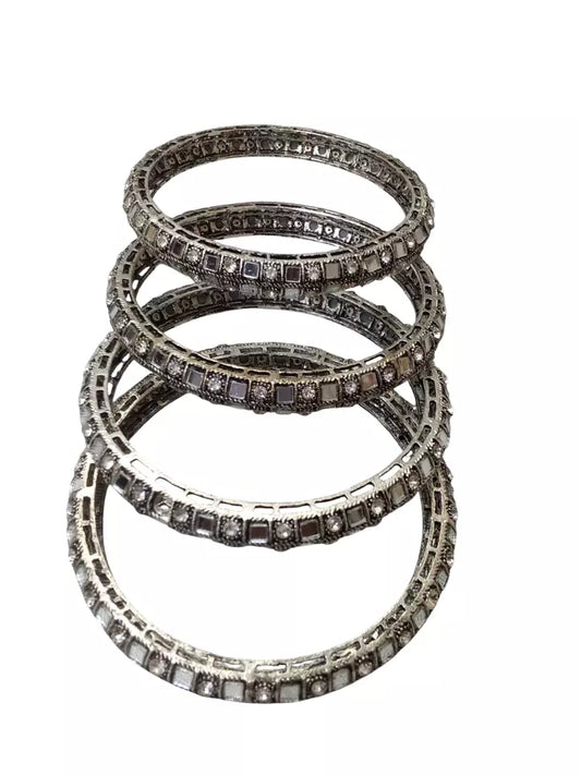 Women Brass Side Openable Bracelet Oxidised Rajasthani Bangles Brass Size 2.6 By Kalra Creations