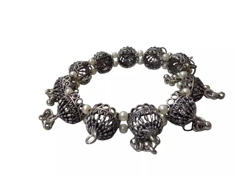 Women Indian Brass Side Openable Bracelet Oxidised Rajasthani Bangles