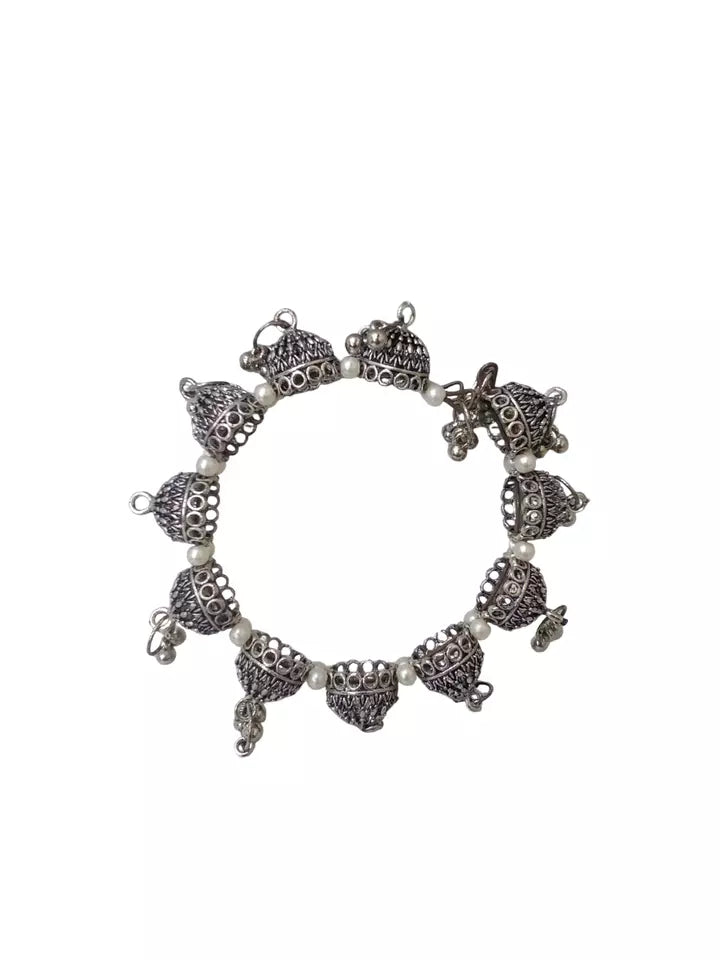 Women Indian Brass Side Openable Bracelet Oxidised Rajasthani Bangles