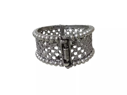 Women Brass Oxidised Side Openable Bracelet Bangles Brass Rajasthani Silver Tone