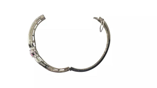 Women Bracelet Silver Plated Indian Jewelery Pink Stone Kada Bracelet AD