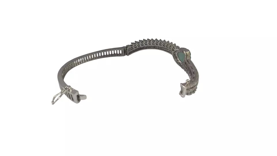 Women Bracelet Silver Plated Indian Jewelery Stone Kada Bracelet AD