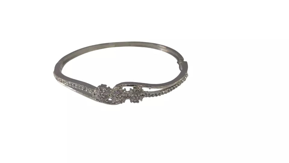 Women Bracelet Silver Plated Indian Jewelery Stone Kada Bracelet AD