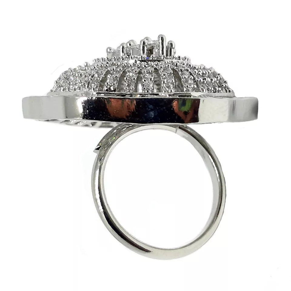 Women Ring Silver Plated Handmade Engagement Ring Copper Imitation Jewellery