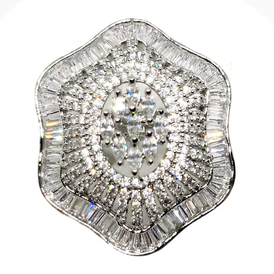 Women Ring Silver Plated Handmade Engagement Ring Copper Imitation Jewellery