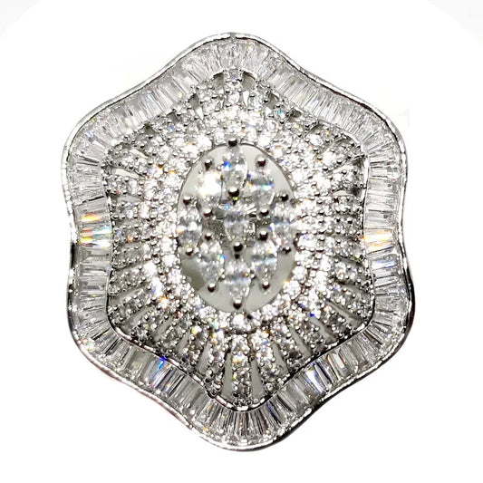 Women Ring Silver Plated Handmade Engagement Ring Copper Imitation Jewellery