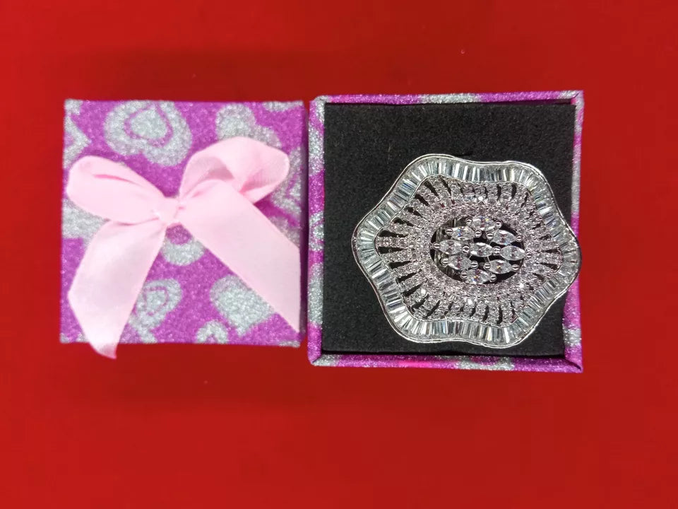 Women Ring Silver Plated Handmade Engagement Ring Copper Imitation Jewellery