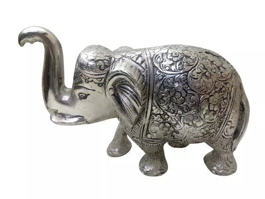 Silver Brass Metal Elephant Showpiece for Home Decor Housewarming Gift Small By Kalra Creations