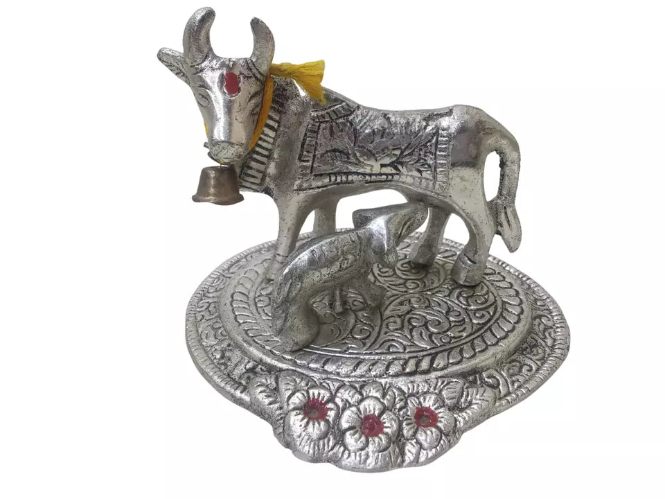 Cow and Calf Kamdhenu Cow Statue Sacared Animal Idols Pooja and Decorations