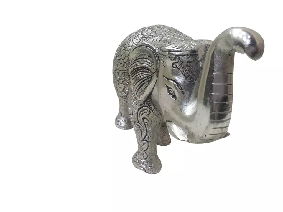 Silver Brass Metal Elephant Showpiece for Home Decor Housewarming Gift Medium By Kalra Creations