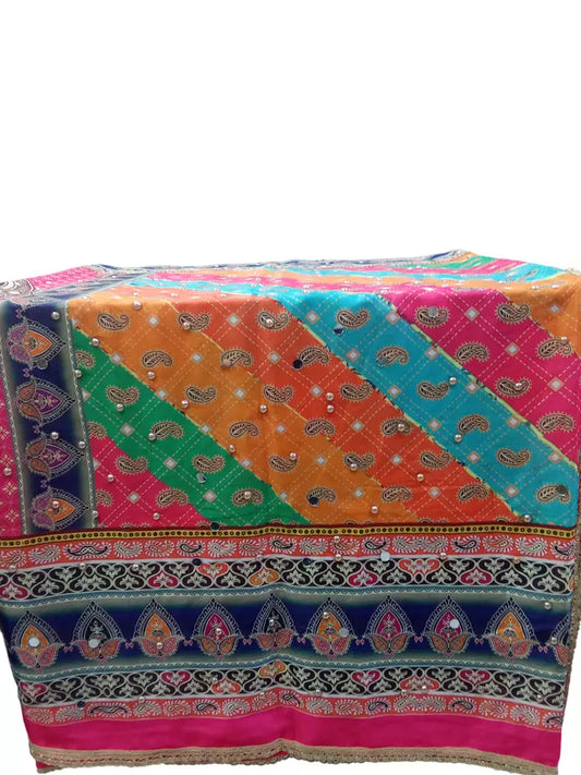 Pakistani Dupatta Women Heavy Mirror & Bead Handwork Perfect Weddings Festivals By Kalra Creations