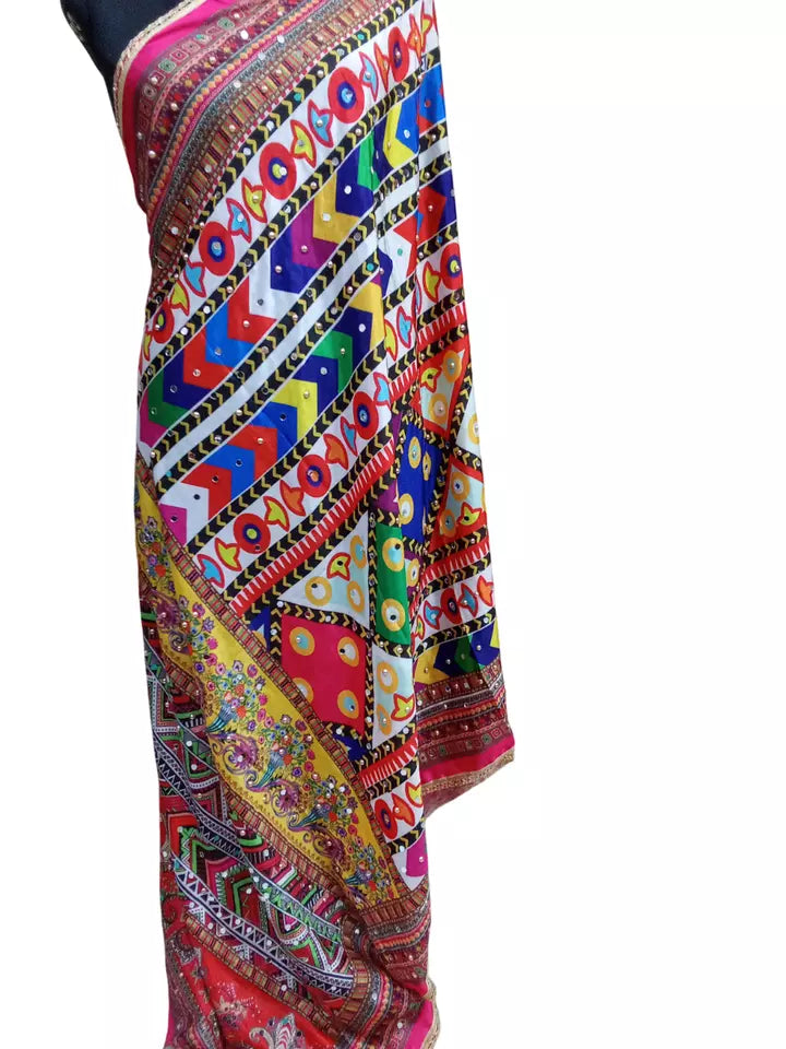 Pakistani Dupatta Women Heavy Mirror & Bead Handwork Perfect Weddings Festivals