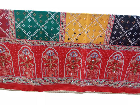 Pakistani Dupatta Women Heavy Mirror & Bead Handwork Perfect Weddings Festivals