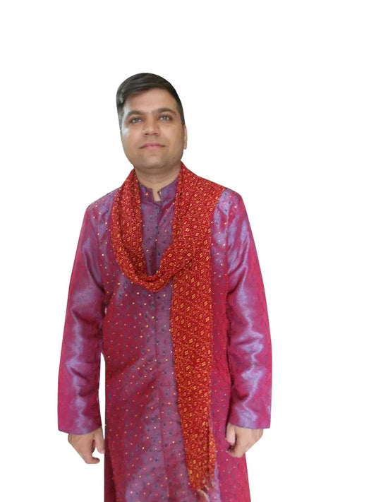 Men Stole Indian Handmade Churidar Wedding Groom Dupatta Silk Blend Scarves By Kalra Creations
