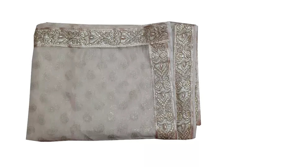 Men Silk Dupatta Indian Traditional Scarves Cream Wedding Groom Handmade Stole