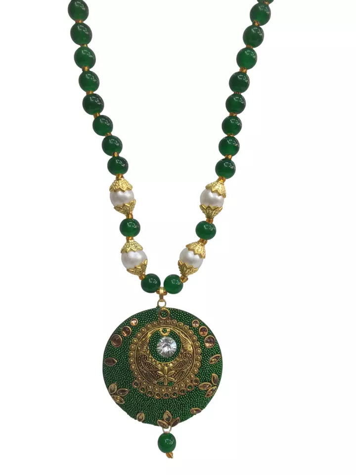 Women Jewellery Necklace Stylish Gold Plated Antique Wedding Girls Pendant Set