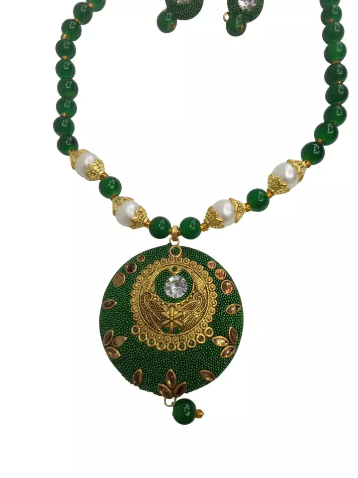 Women Jewellery Necklace Stylish Gold Plated Antique Wedding Girls Pendant Set
