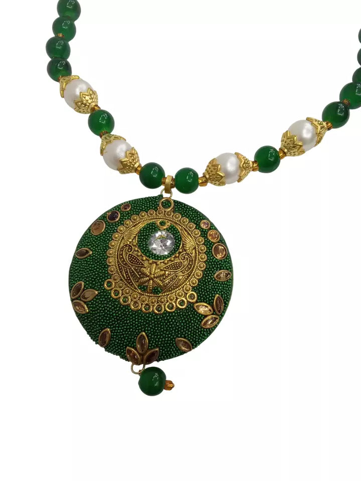 Women Jewellery Necklace Stylish Gold Plated Antique Wedding Girls Pendant Set