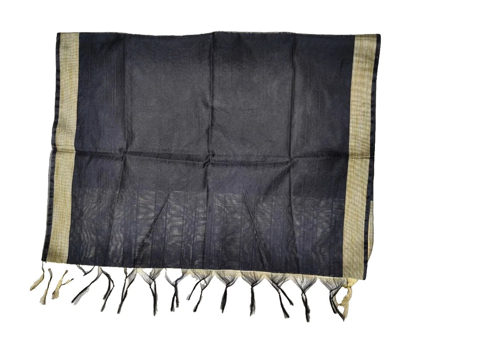 Wedding Dupatta Black & Golden for Women Bridal Silk