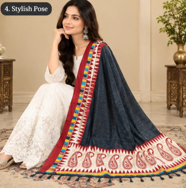 Wedding Dupatta Multicolor for Women Phulkari Bridal Silk