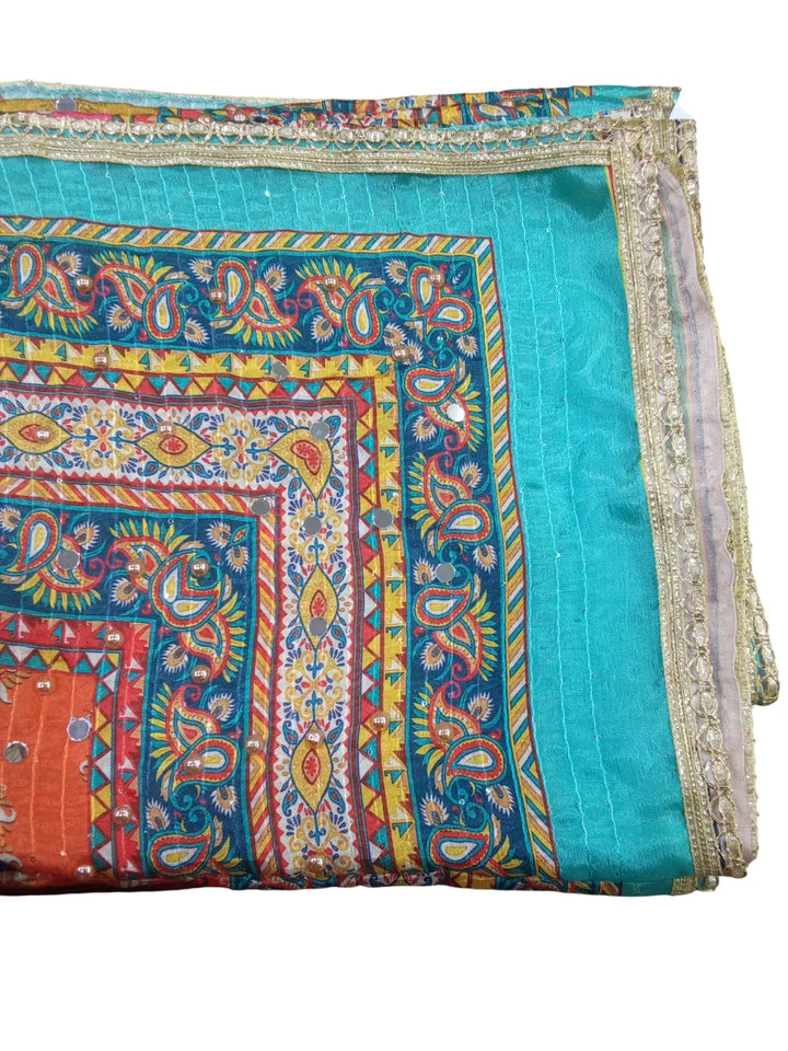 Wedding Dupatta for Women Phulkari Multicolor Bridal Silk