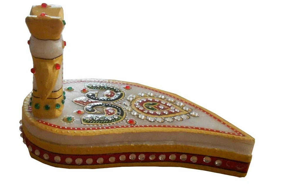 Indian Handmade Marble Chopar Worship Ganesh Sculpture Home Decorative