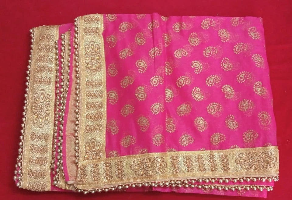 Groom Sherwani Dupatta Pink Silk Wedding Stole