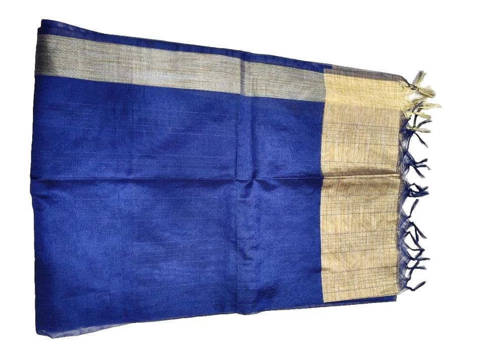 Wedding Dupatta Blue & Golden for Women Bridal Silk