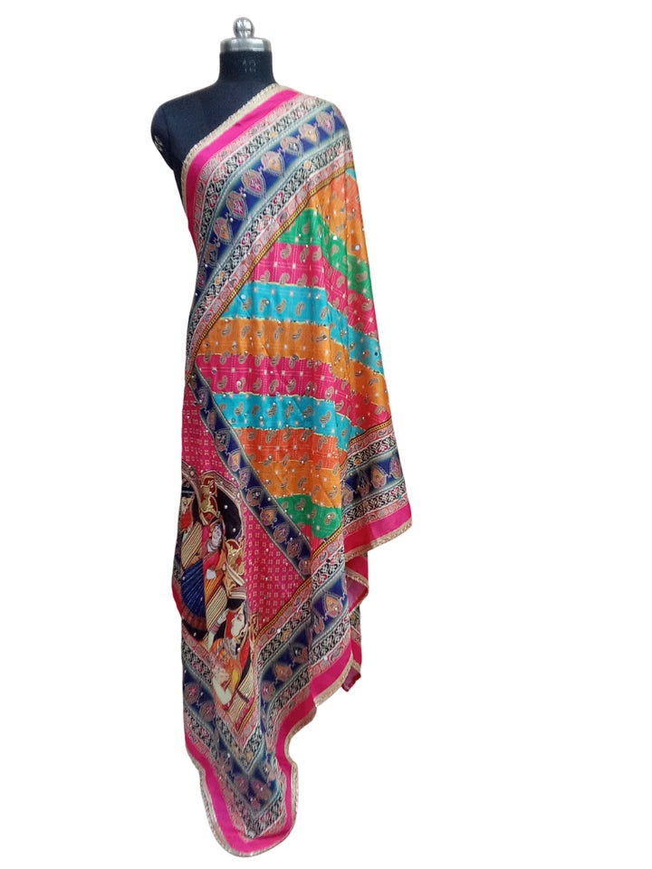 Wedding Dupatta for Women Pakistani Multicolor Bridal Silk