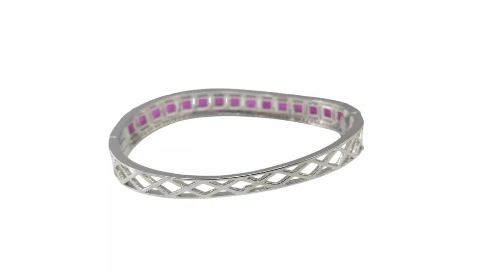 Women Bracelet Silver Plated Indian Jewelery Pink Stone Kada Bracelet AD